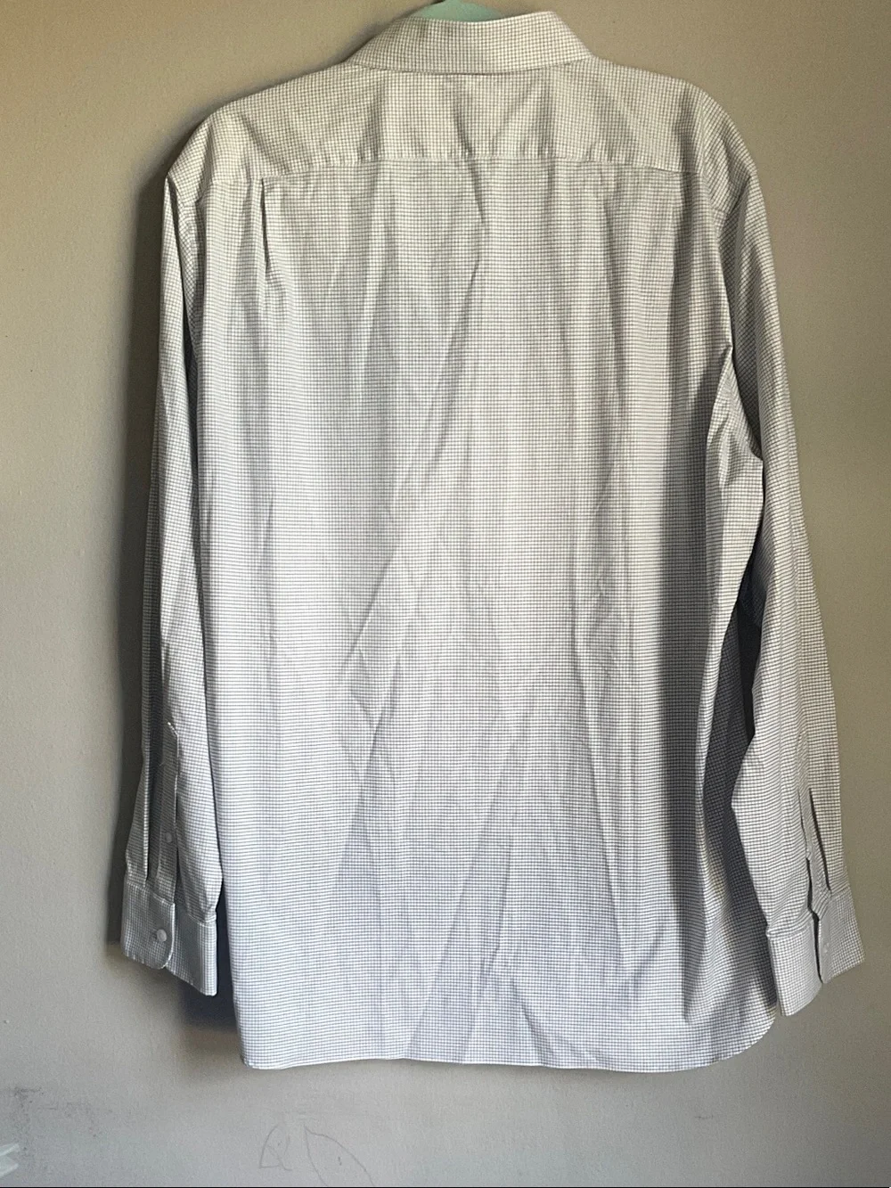 J. Crew Men's Small Check Dress Shirt - White & Light Blue